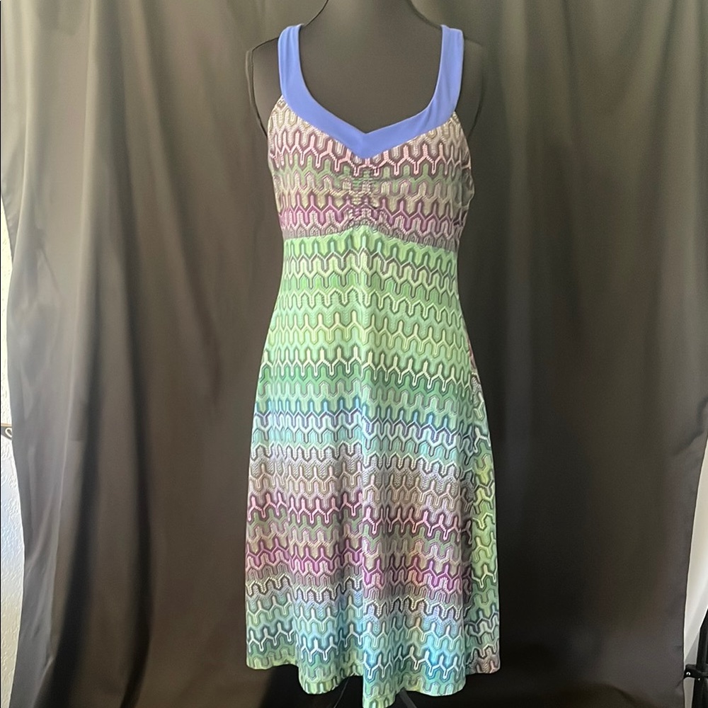 Colorful, Super Comfortable Prana Dress - Flattering with built-in bra.